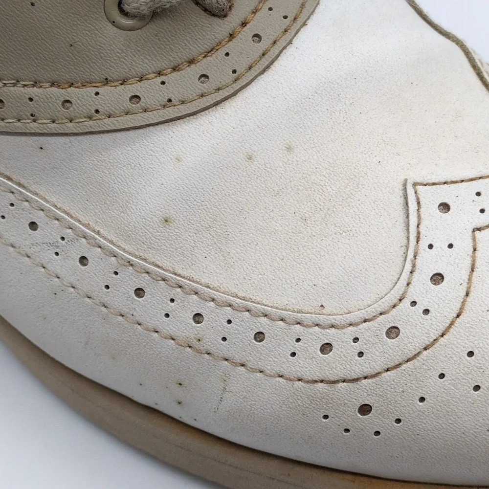 Wilson Prostaff Shoes Womens Beige 10 Leather‎ Golf Cleats Lace Up Wingtip GS361